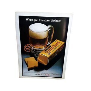 1979 Cracker Barrel Sharp Cheddar Cheese Vintage Print Ad
